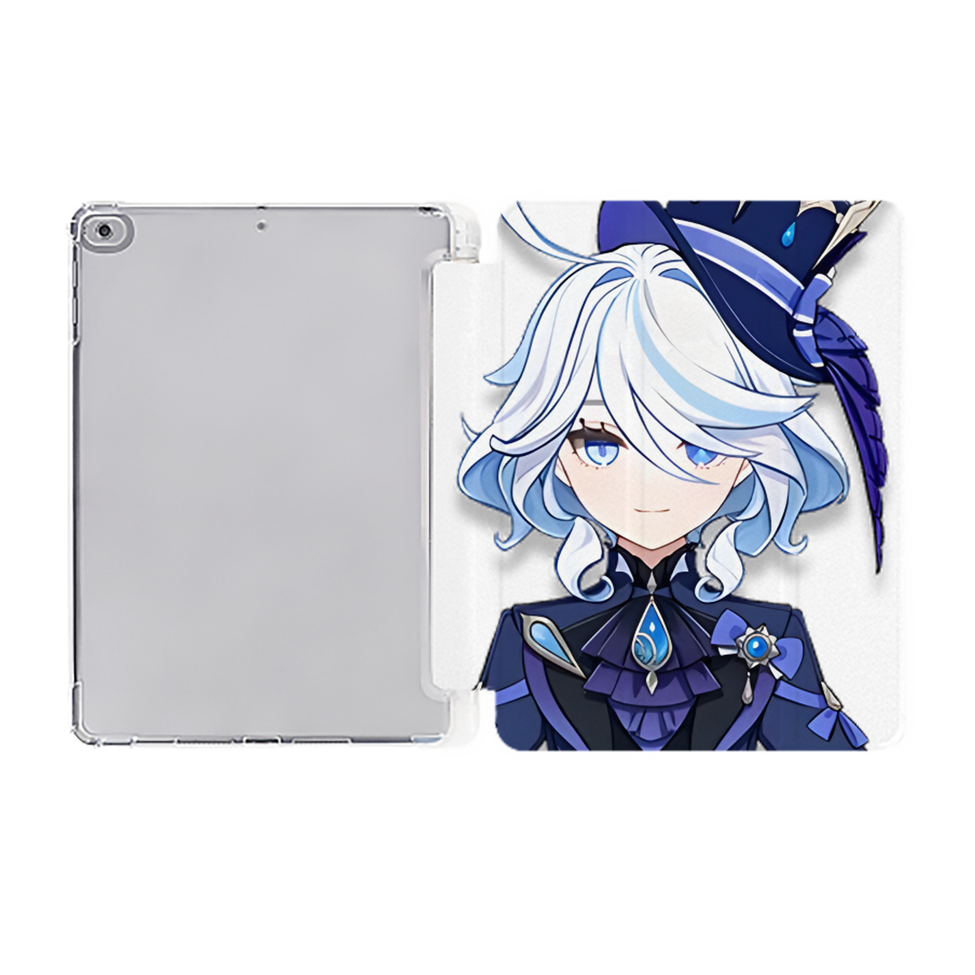 げんし神 フリーナ genshin Furina IPad ケース ペン収納付き 三つ折りスタンド PUレザー×シリコン 対応機種9.5/10.5/10.9インチ